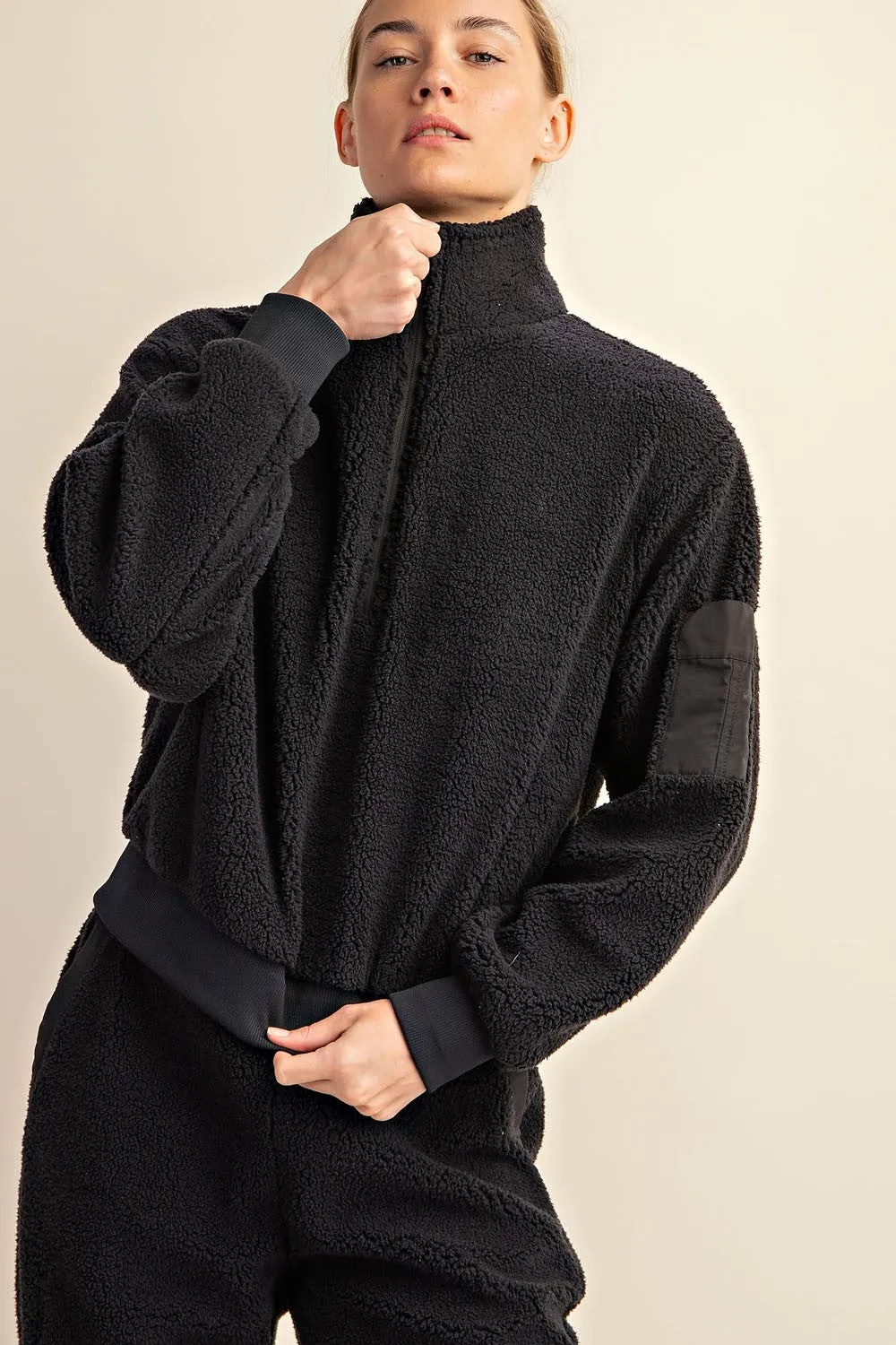 Micro Sherpa Quarter Zip Jacket | RAE MODE* - Final Sale