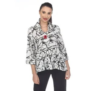 Moonlight ''Pick Up Stix" Short Print Blouse  - 3448-SH