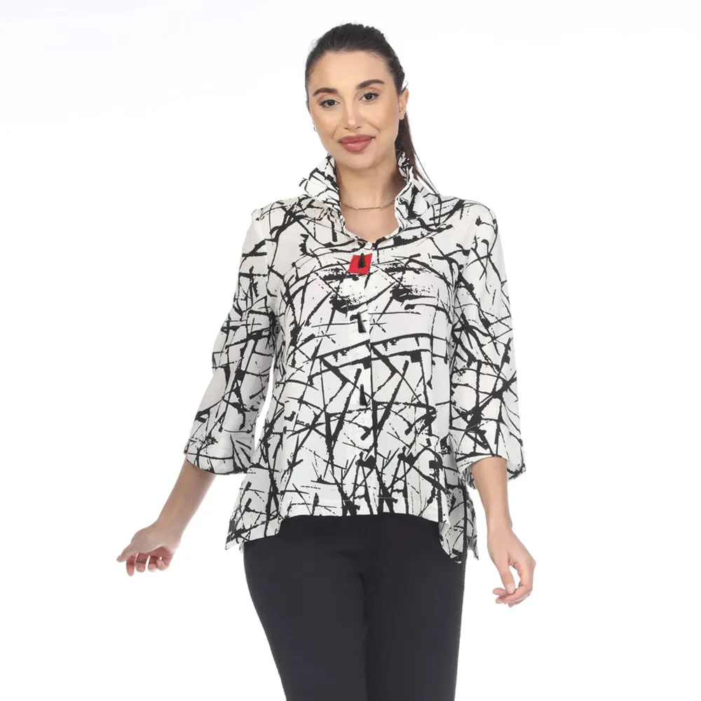 Moonlight ''Pick Up Stix" Short Print Blouse  - 3448-SH