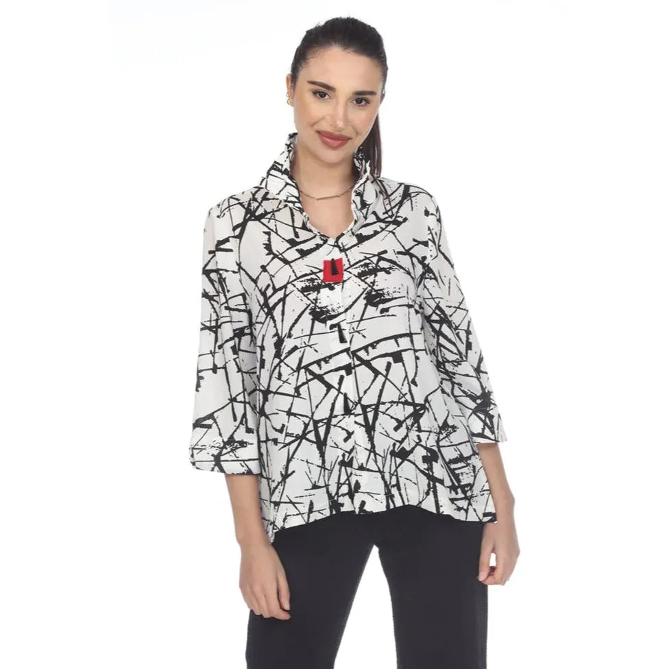 Moonlight ''Pick Up Stix" Short Print Blouse  - 3448-SH