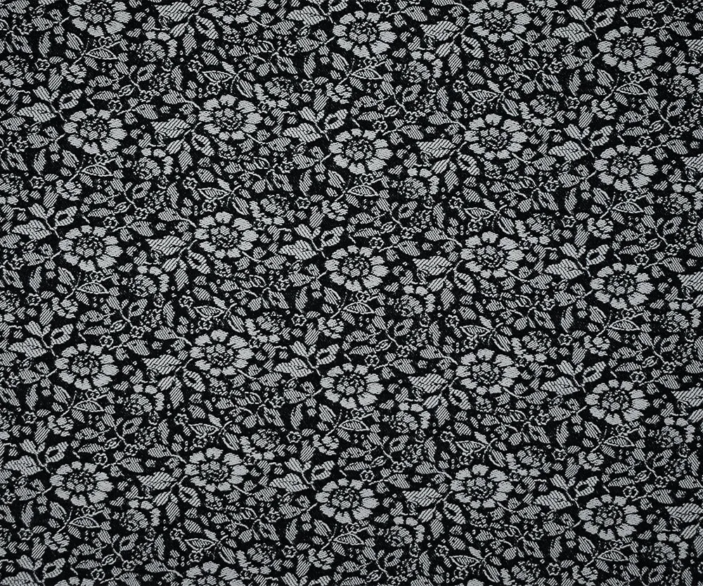 Navy-Blue Rayon Blend Stretch Spandex Floral Bengaline Jacquard Fabric