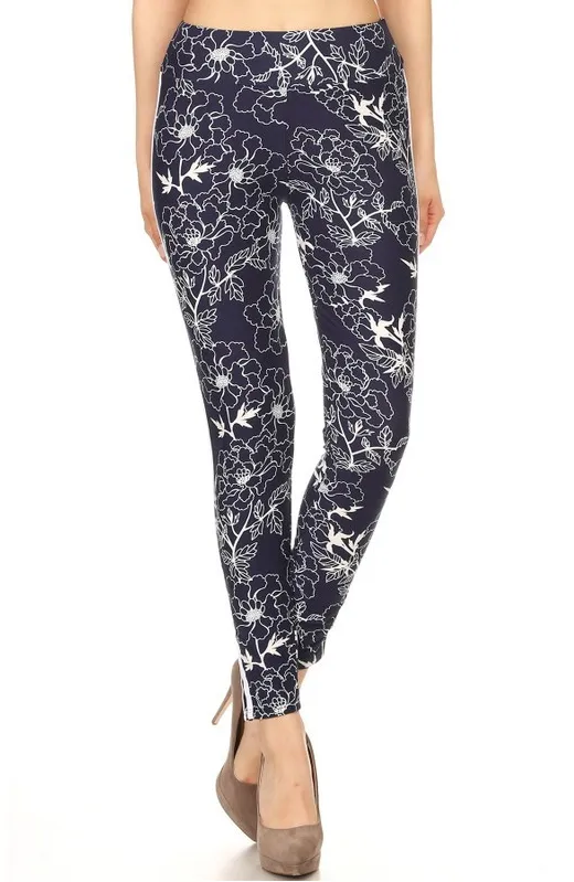 Navy Racing Stripe Yoga Style Leggings