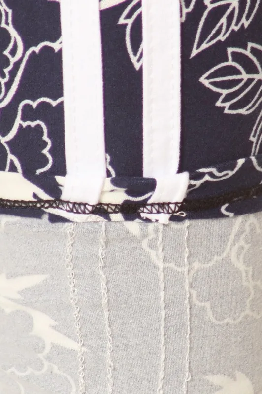 Navy Racing Stripe Yoga Style Leggings