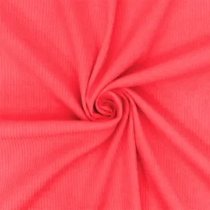 Neon Pink Solid Stretch Polyester 4X2 Rib Knit Fabric