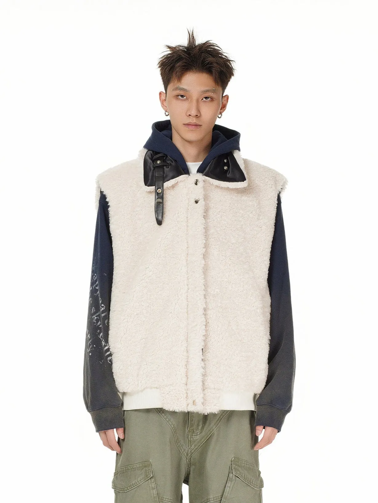 Oversized Reversible Sherpa Lined Zip Vest