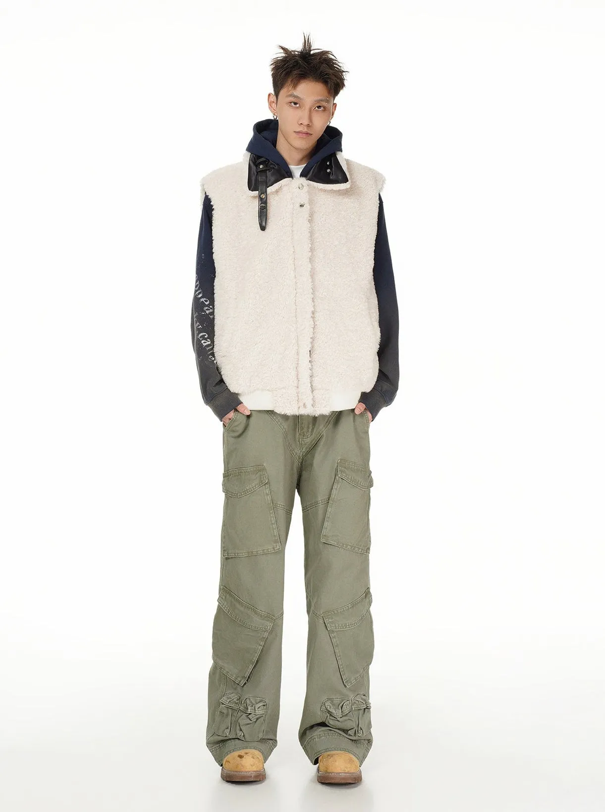 Oversized Reversible Sherpa Lined Zip Vest