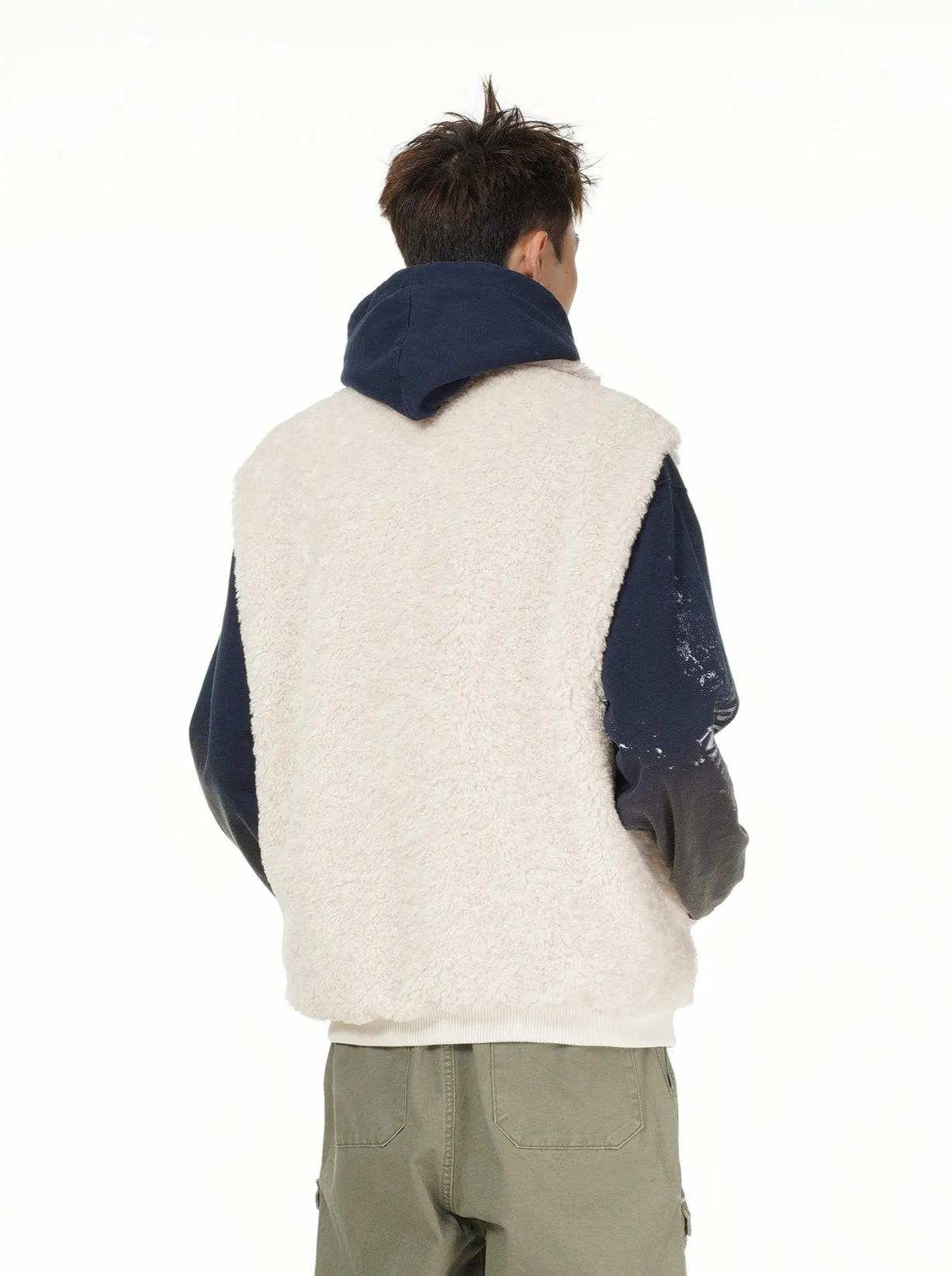 Oversized Reversible Sherpa Lined Zip Vest