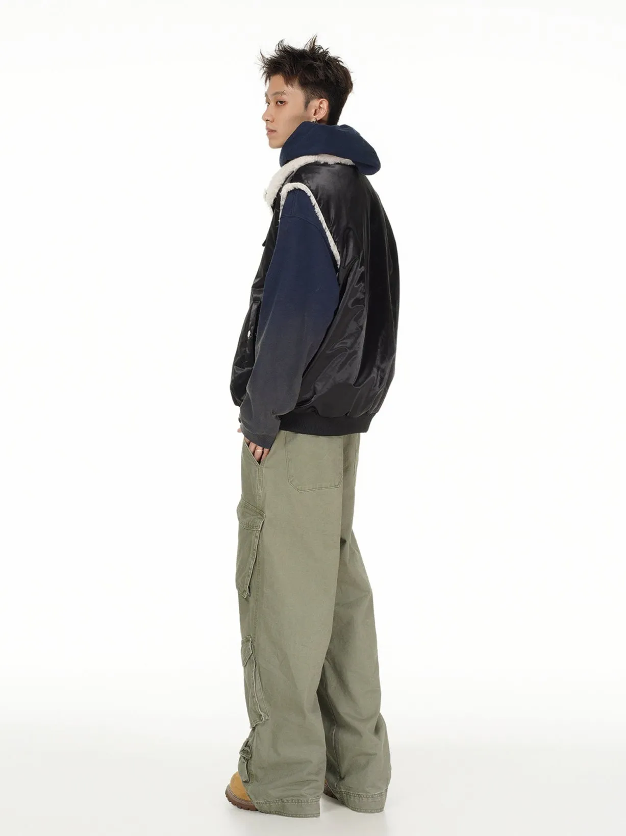 Oversized Reversible Sherpa Lined Zip Vest