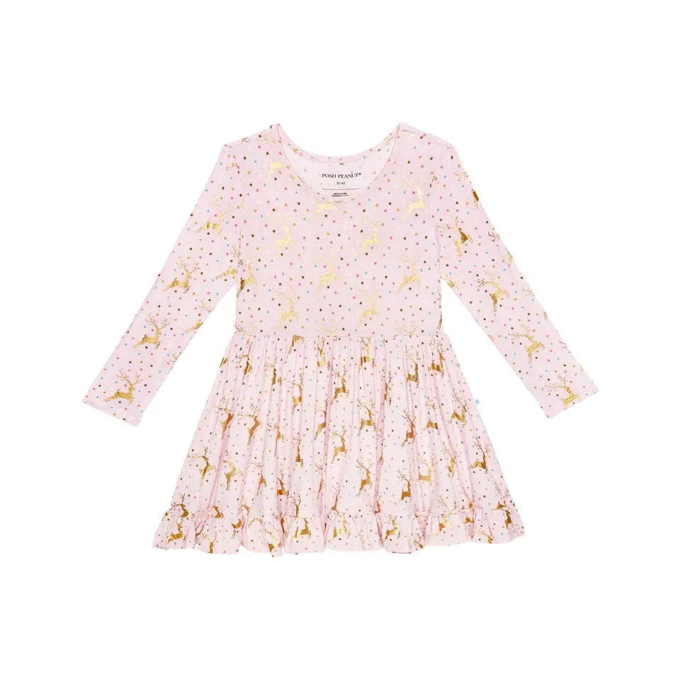 Posh Peanut Ryleigh L/S Ruffled Twirl Dress