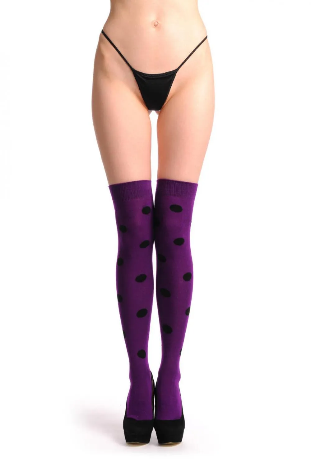 Purple Polka Dot With Black Bow Warm Cotton
