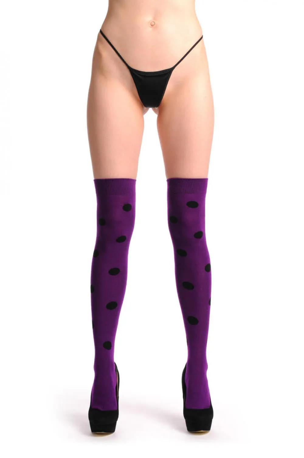 Purple Polka Dot With Black Bow Warm Cotton
