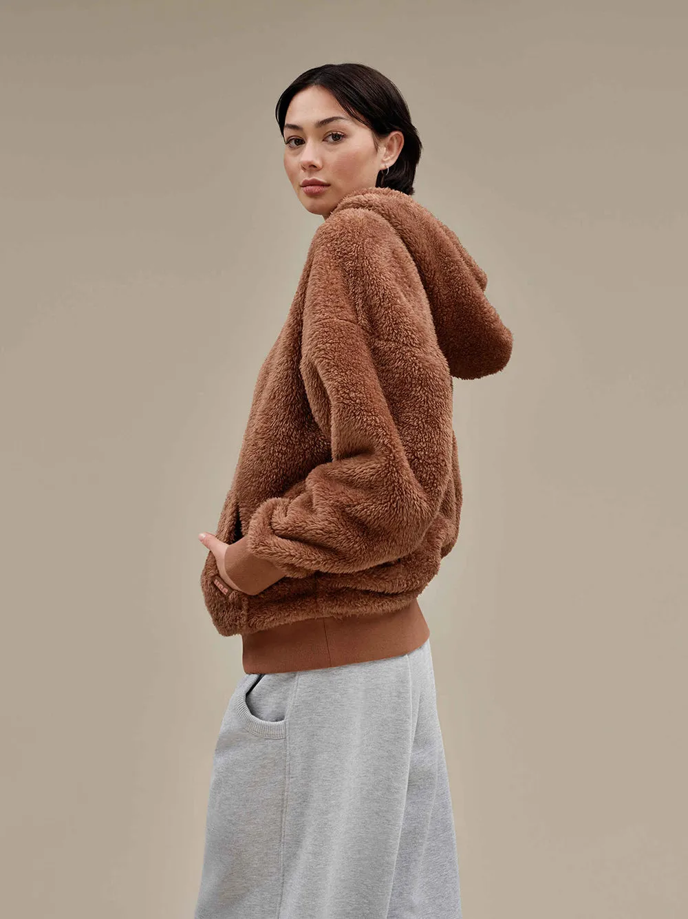 UGG Loyra Sherpa Hoodie in Cedar Bark