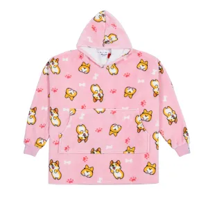 UGGOWEAR Giant Hoodie Corgilicious Kids Pink Sizes 12-14