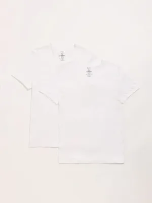 WES Lounge White Cotton Vests - Pack of 2