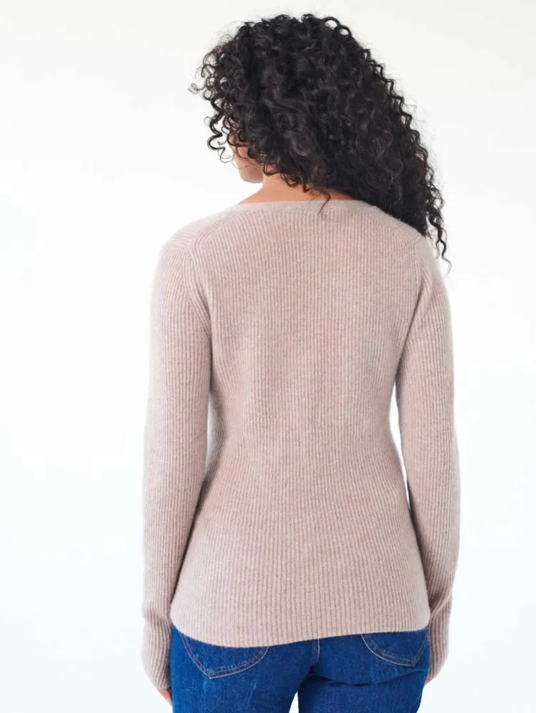 White   Warren - Cashmere Square Neck Sweater in Oak Heather