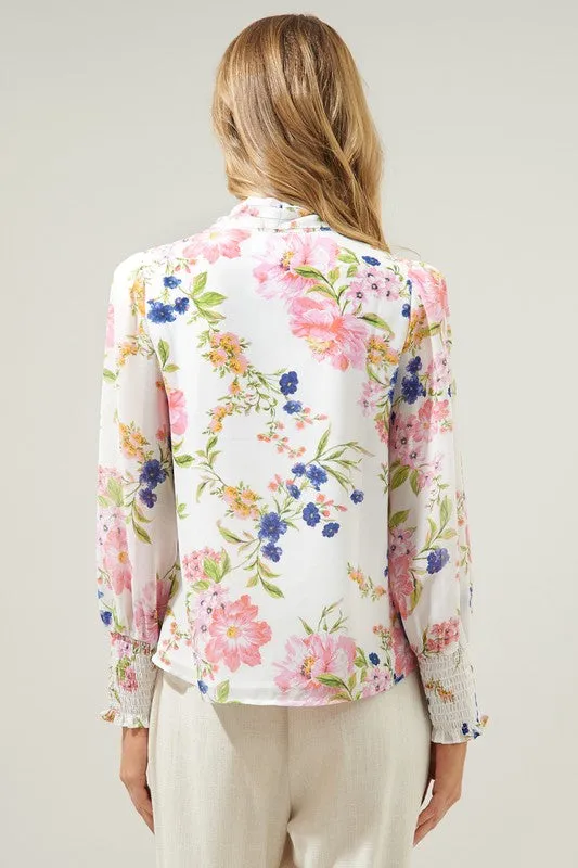 Wildheart Floral Etienne Tie Neck Blouse