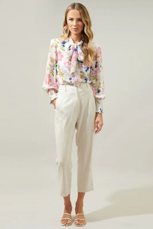 Wildheart Floral Etienne Tie Neck Blouse