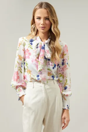 Wildheart Floral Etienne Tie Neck Blouse