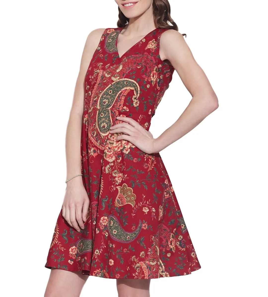 Womens Clothing Cotton Printed Dress,Machine washable,W-CPD46-1610, Size-46 Inch