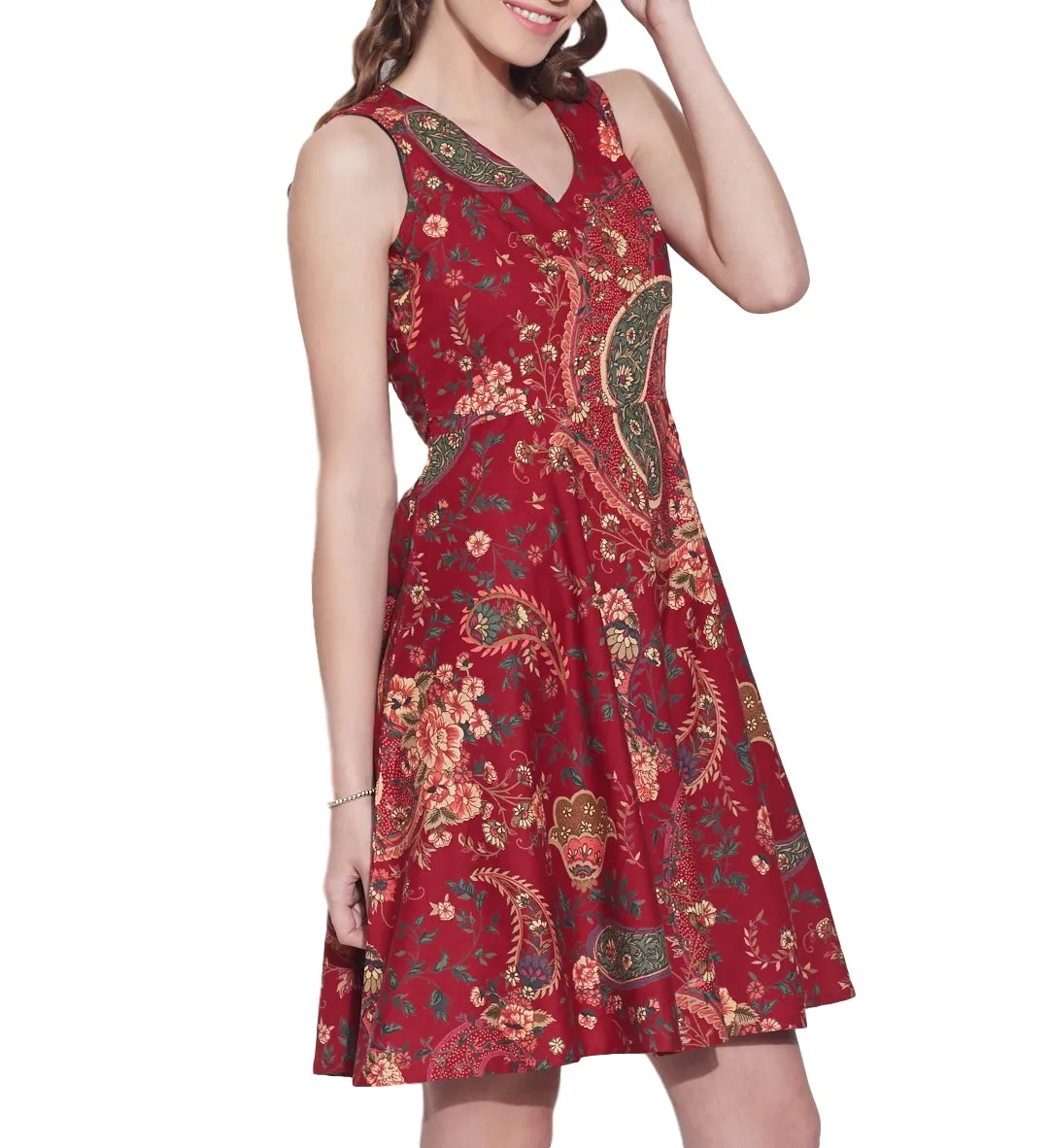 Womens Clothing Cotton Printed Dress,Machine washable,W-CPD46-1610, Size-46 Inch