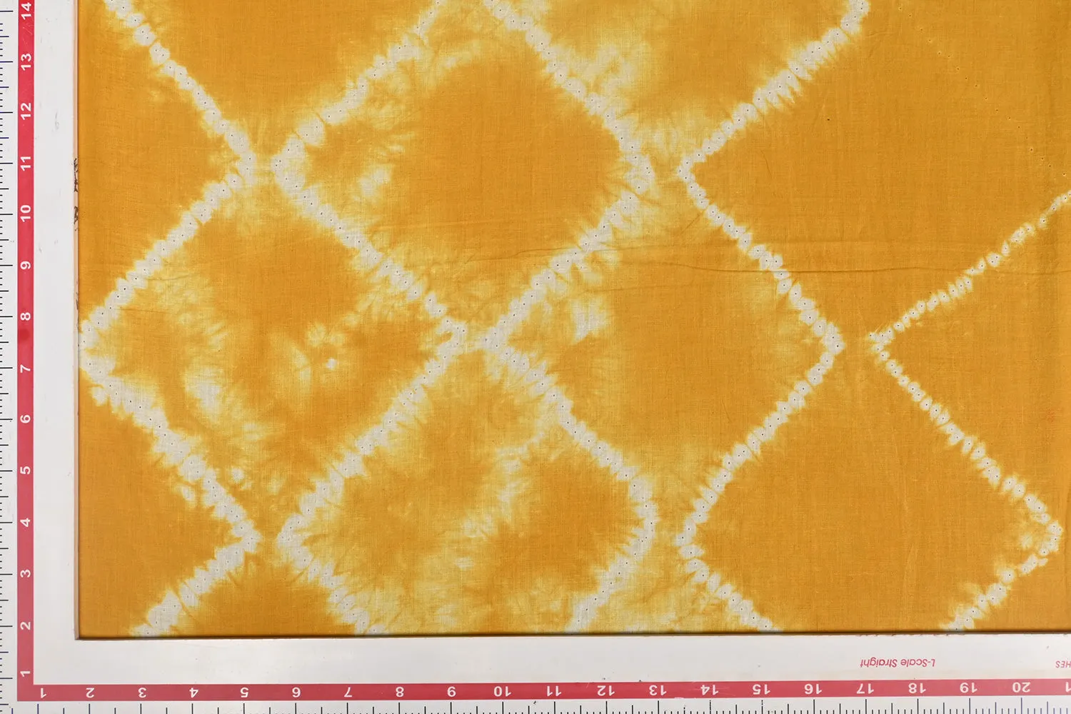Yellow & White Abstract Tie & Dye Cotton Fabric